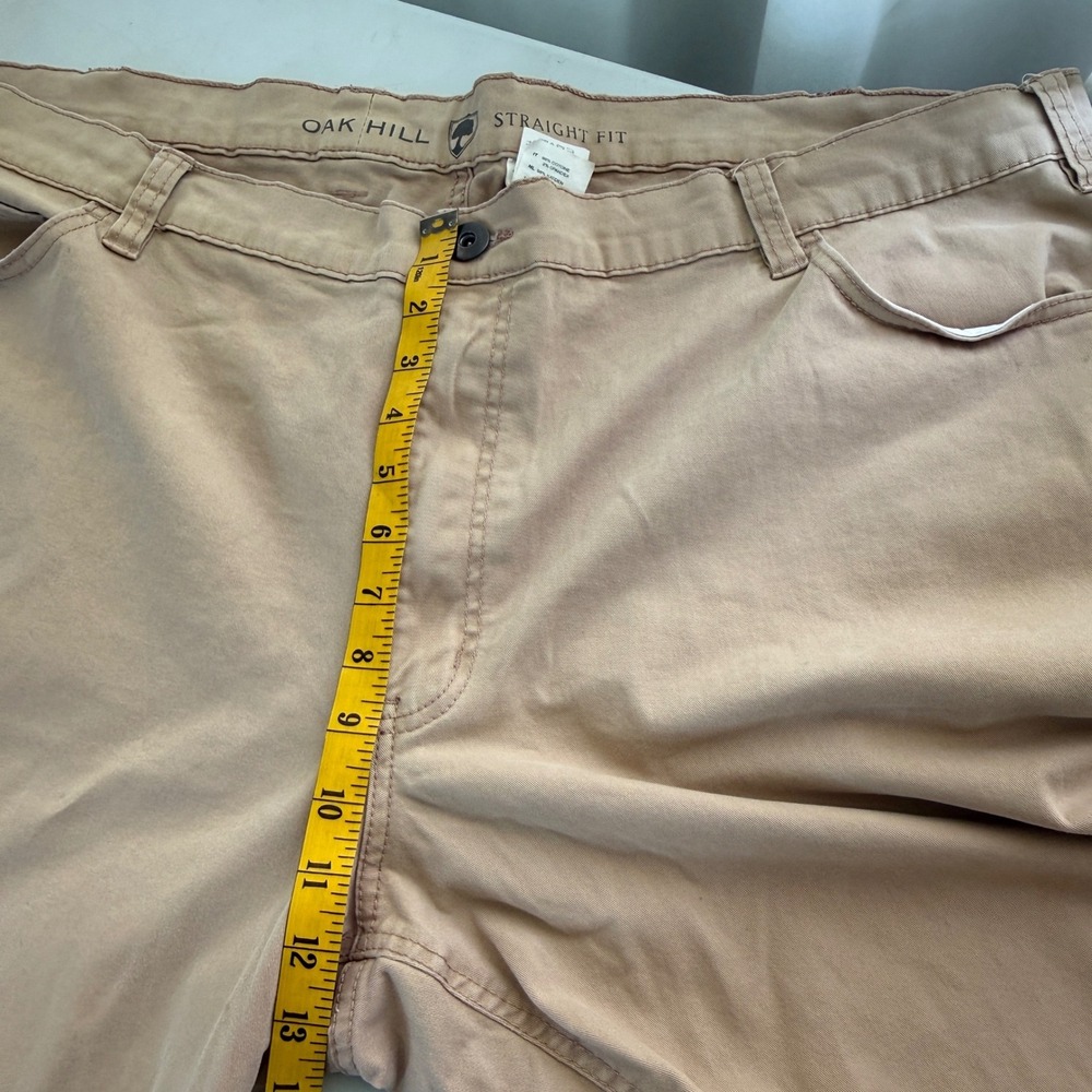 Oak Hill Straight Fit Khaki Chino Pants Mens 50x27 Tan Stretch Cotton DXL - Picture 9 of 12